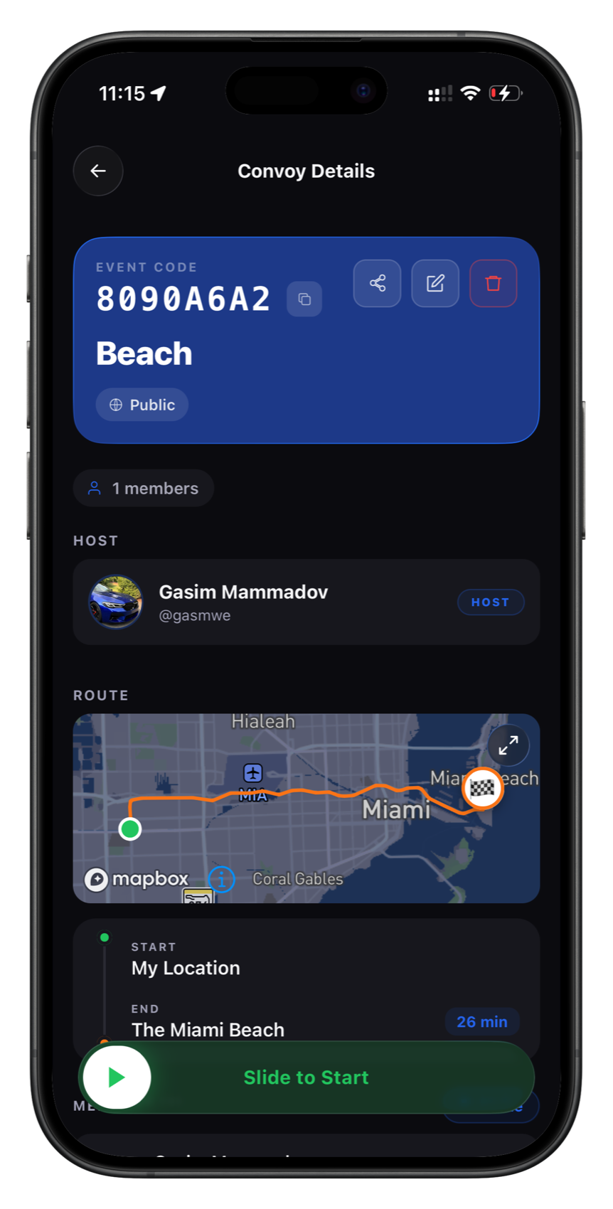 Convoy details and route
